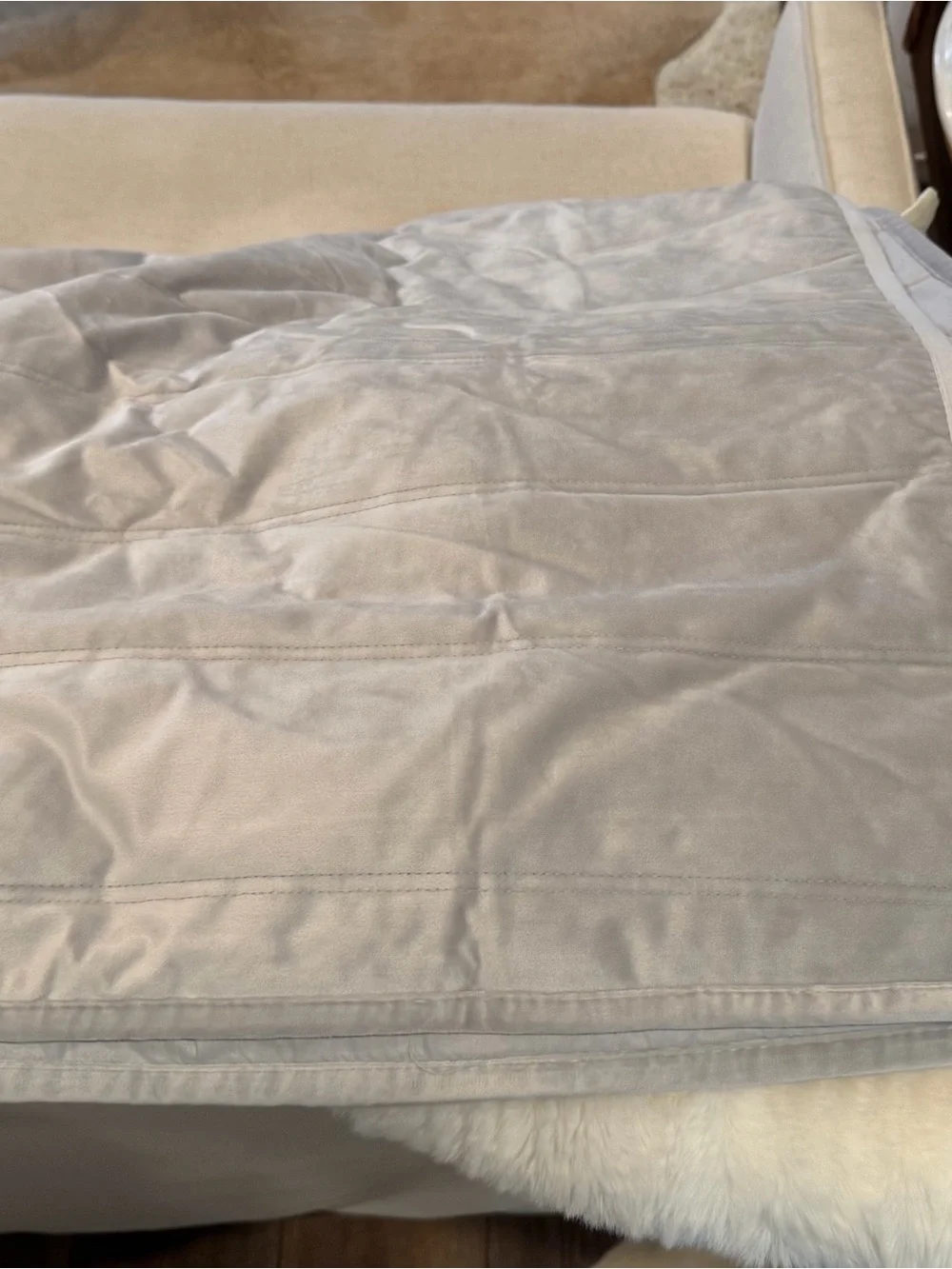 Tahari Home Silver Grey Velvet Channel Queen Coverlet Blanket